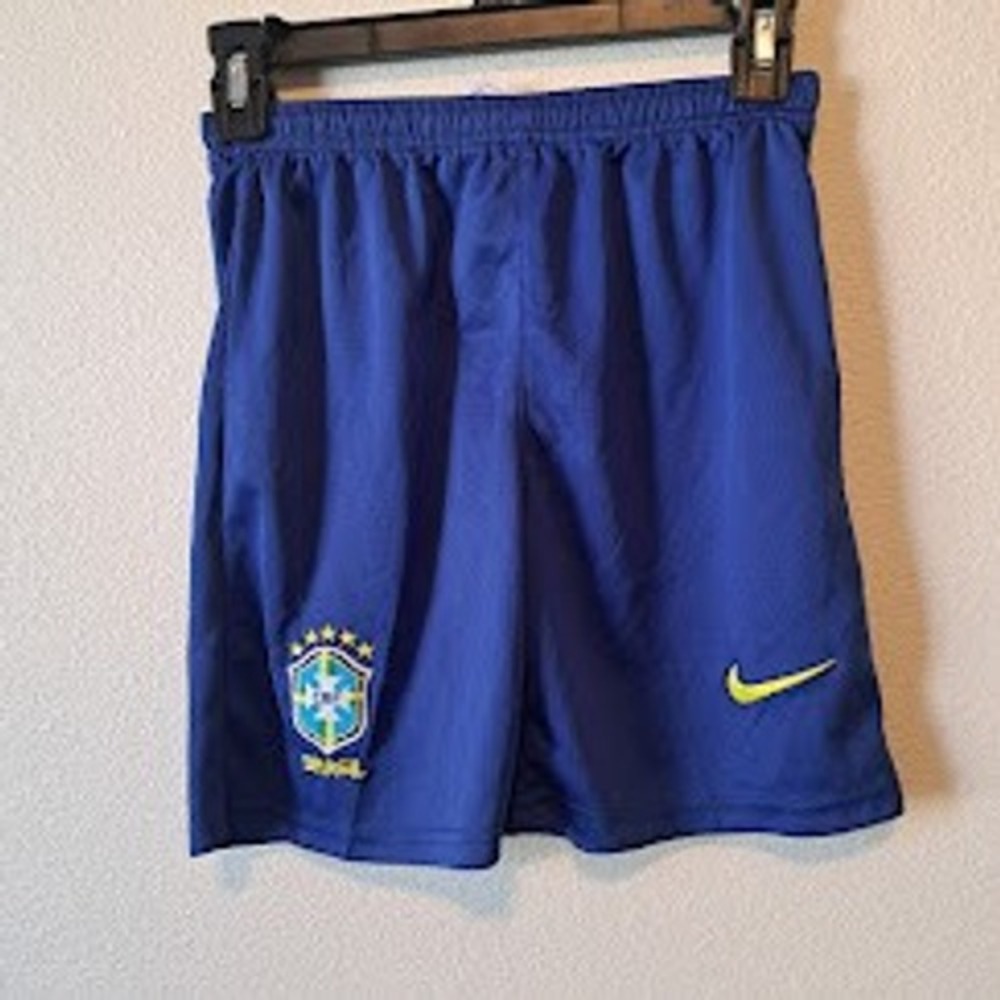 Nike Brazil CBF Soccer Shorts Kids Blue Brasil National Team Athletic Training